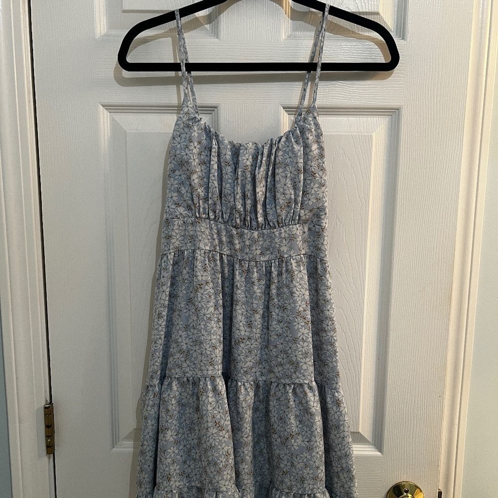 Floral light blue and white dress